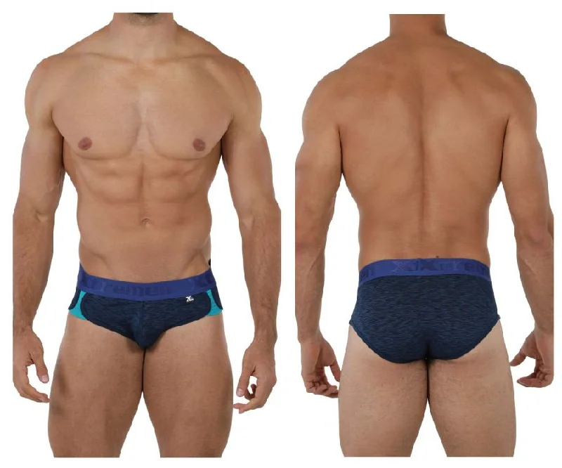 men's lightweight boxer briefs for ease-Xtremen 91071 Microfiber Sports Briefs Color Dark Blue