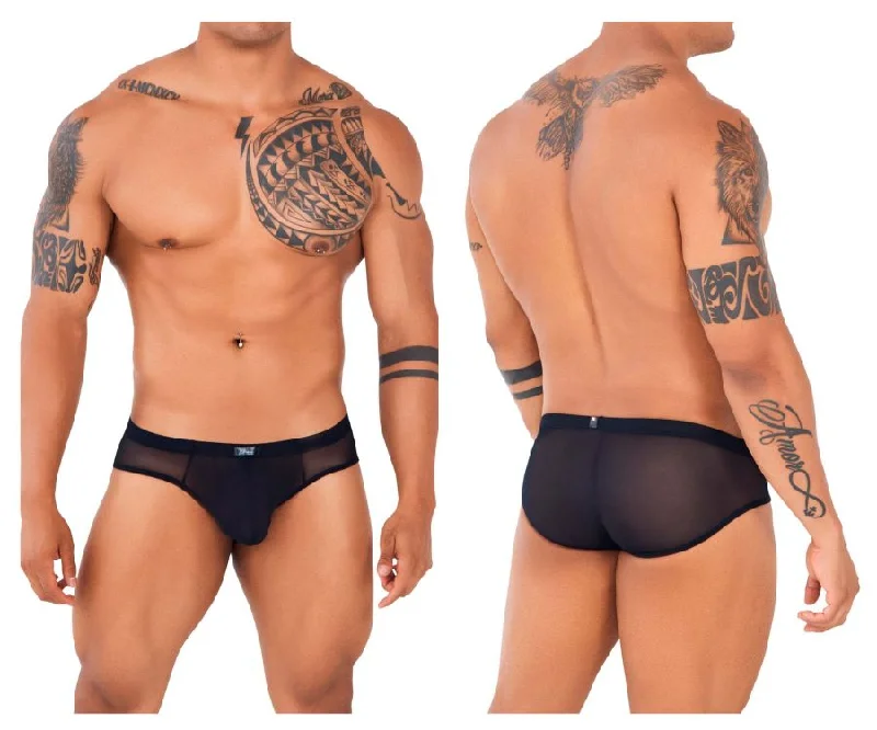 men's long-leg boxer shorts for coverage-Xtremen 91138 Mesh Briefs Color Black