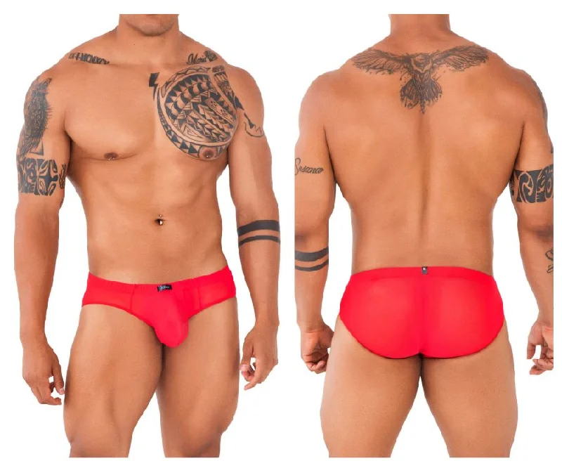 men's casual boxer shorts for chill-Xtremen 91138 Mesh Briefs Color Red