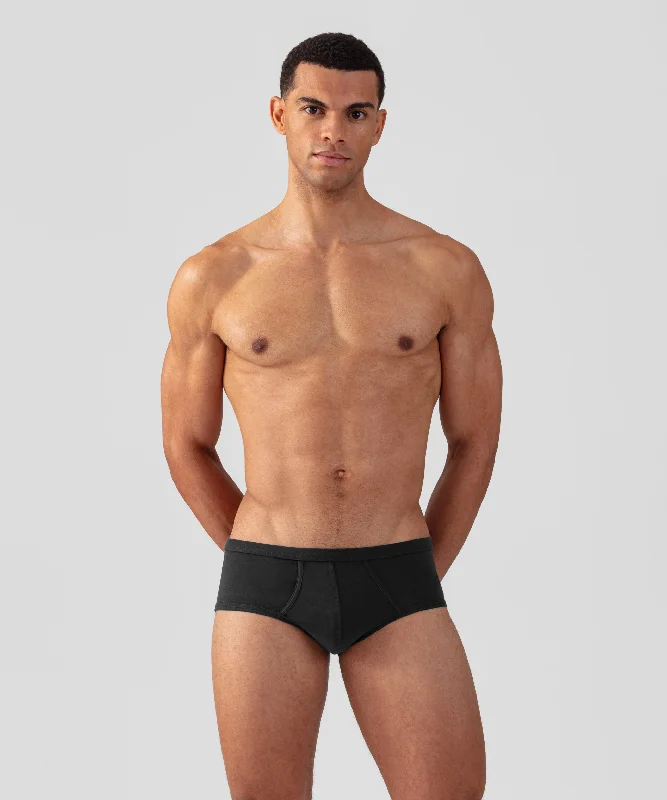 men's moisture-wicking briefs-Y-Front Briefs: Black